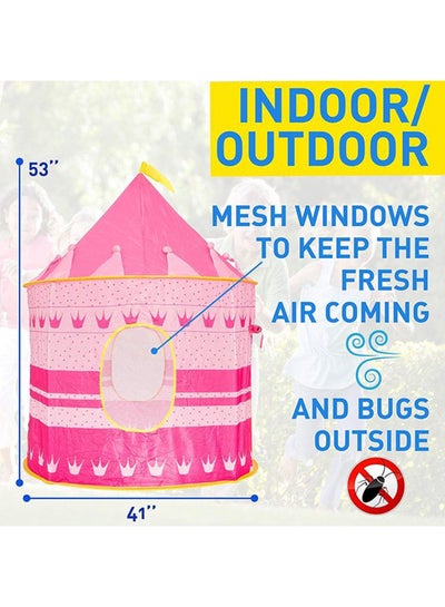 High-Quality, Portable And Foldable Castle Tent House For Toddlers, Pink 105x105x135cm