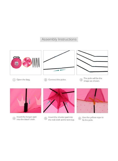 High-Quality, Portable And Foldable Castle Tent House For Toddlers, Pink 105x105x135cm