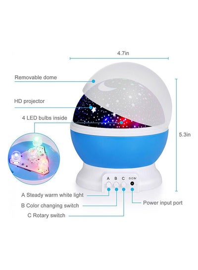 LED Star Moon Night Projector Lamp Blue/White/Black 13x15x15centimeter