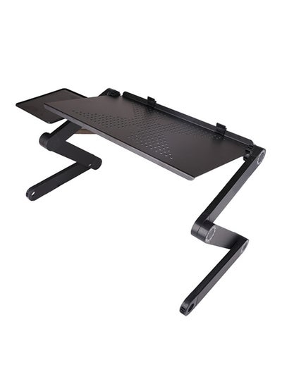 Adjustable Laptop Stand Aluminum Alloy Bed Table Stand Foldable Legs Laptop Notebook Riser Reading Holder Tray with Mouse Pad black