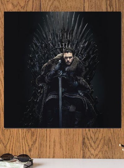 Jon Snow Game Of Thrones Themed Printed MDF Wall Art Black/Beige/Gray 30x30cm