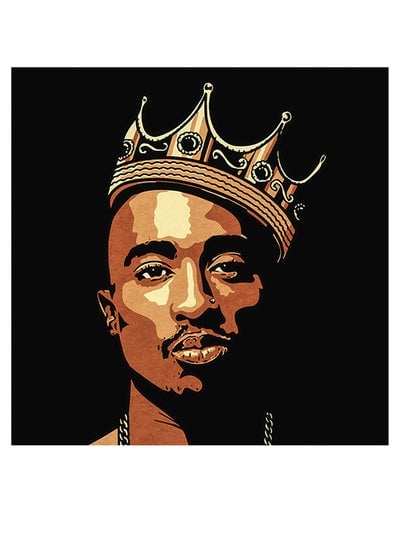 2pac Themed Wall Decor Beige/Yellow/Black 30x30cm