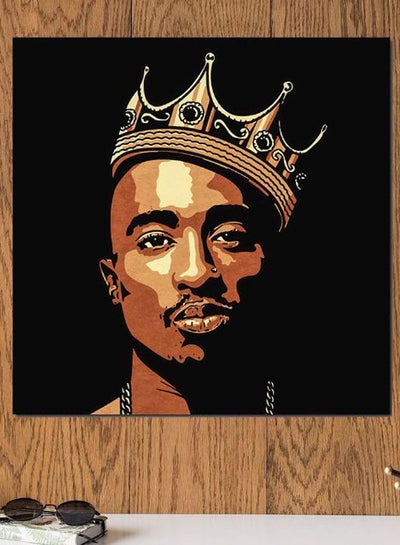 2pac Themed Wall Decor Beige/Yellow/Black 30x30cm