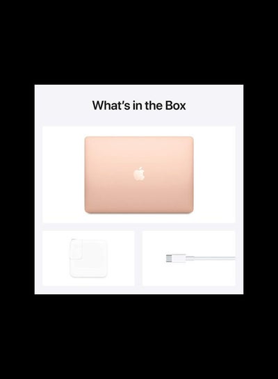 شاشة MacBook Air مقاس 13 بوصة، وشريحة Apple M1 مع معالج ثماني النواة ورسومات 7 مراكز / ذاكرة موحدة سعة 8 جيجابايت / SSD سعة 256 جيجابايت / رسومات مدمجة / نظام التشغيل mac OS / ذهبي إنجليزي