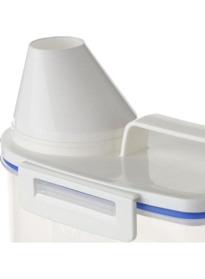 2L Portable Plastic Rice Storage Box Container With Measuring Cup White 24*8.5*15.5cm