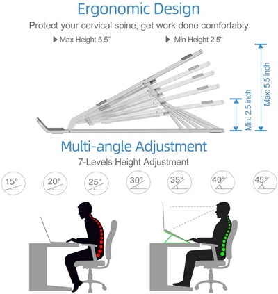 Foldable Aluminum Laptop Stand Silver