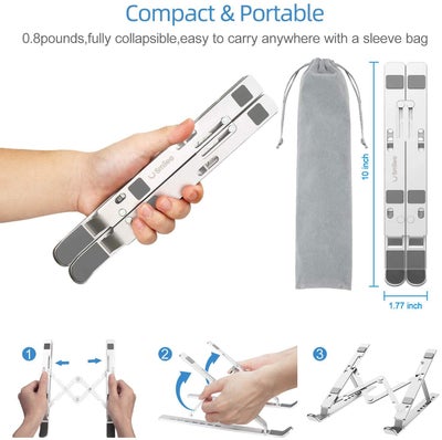 Foldable Aluminum Laptop Stand Silver