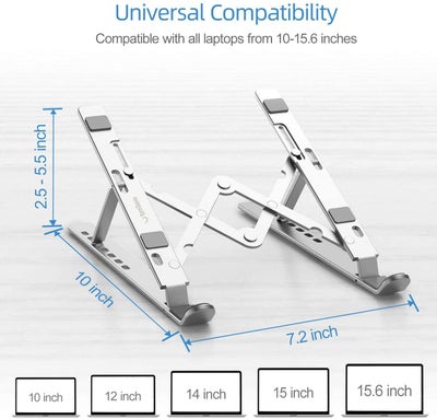Foldable Aluminum Laptop Stand Silver