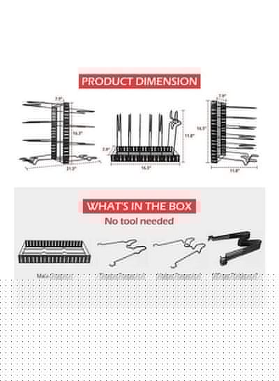 Pot Rack Organizer, 8 Tiers Adjustable Pots and Pans Organizer, Large Capacity Pot Lid Holders & Pan Rack for Kitchen Cabinet and Counter with 3 DIY Methods Black 40.8 x 26.4 x 10.8cm