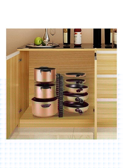 8-Tier Pot And Pan Organizer Rack Black 54x41x20cm