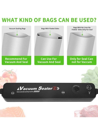 Vacuum Sealer Automatic for Food Saver and Storage, Packing Machine with 10 Piece Sealing Bag Starter Kit, LED Indicator Lights, Compact Design