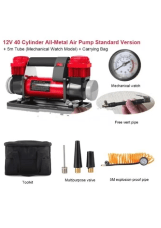 12v Portable Automatic High Pressure Car Inflator Full Metal Double Cylinder Car Wheel Quick Inflation RY-102-6