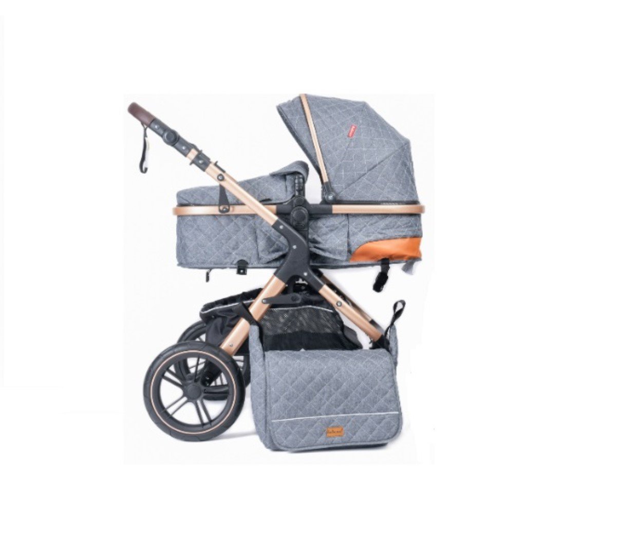 عربة أطفال فاخرة قابلة للطي من بيليكو ٢ في ١ - رمادي