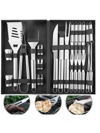 Heavy Duty Stainless Steel BBQ Tool Set with Aluminum Case Outdoor Camping Tailgating Barbecue Grill Accessories