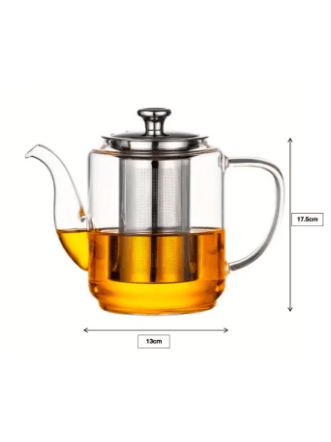 Glass Teapot  with Infuser for Loose Tea - 1800ml Stove Top Safe Borosilicate Clear Glass Tea Pot ZH-1800