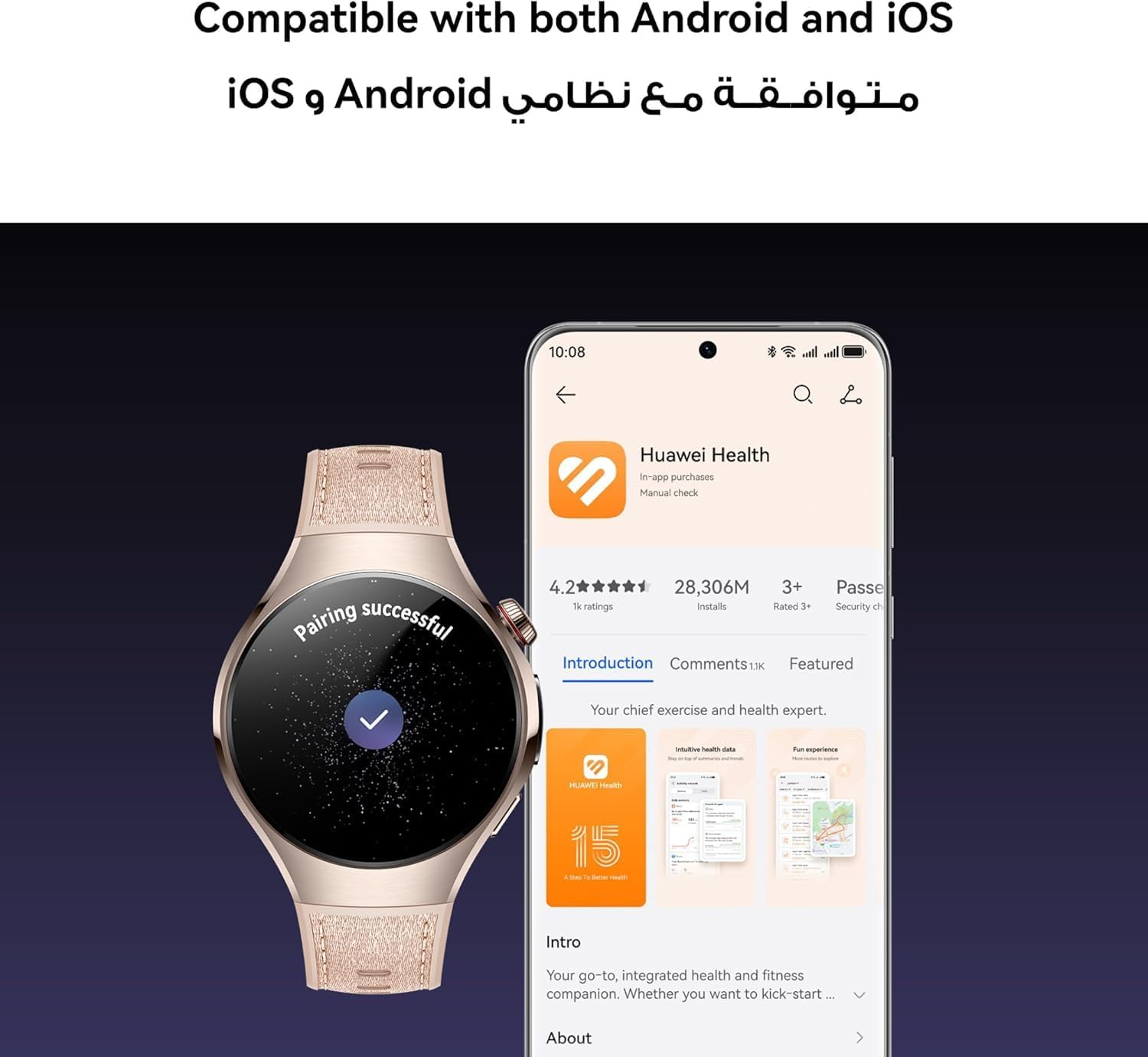 HUAWEI WATCH 5, 46mm Smartwatch, Multi-sensing X-TAP Technology, Fingertip Oxygen Saturation Measurement, Health at a Glance, eSIM, 6-Month Extended Warranty, Black