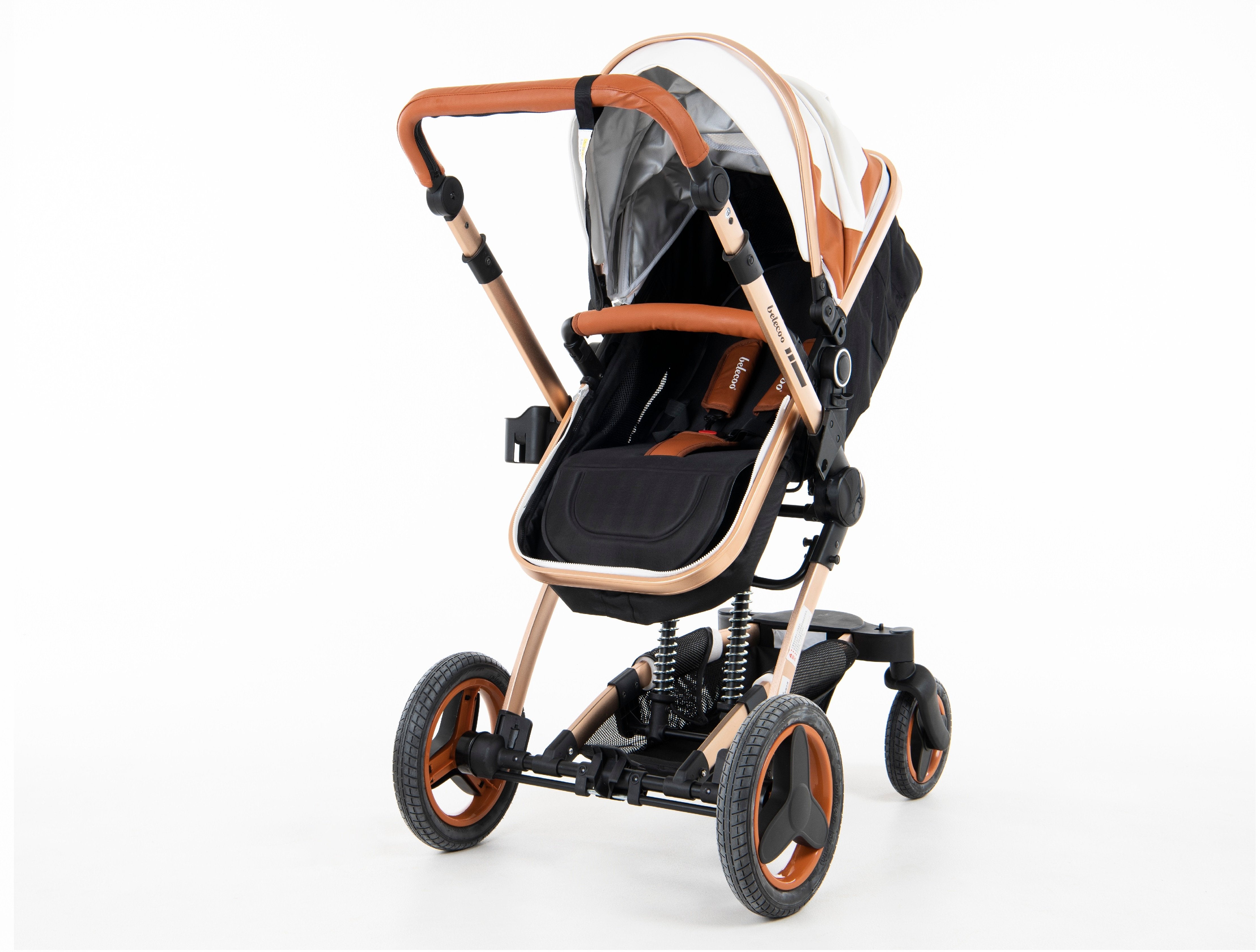 Belecoo 8 أبيض وبيج - نظام سفر فاخر 4 في 1