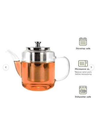 Glass Teapot  with Infuser for Loose Tea - 1800ml Stove Top Safe Borosilicate Clear Glass Tea Pot ZH-1800