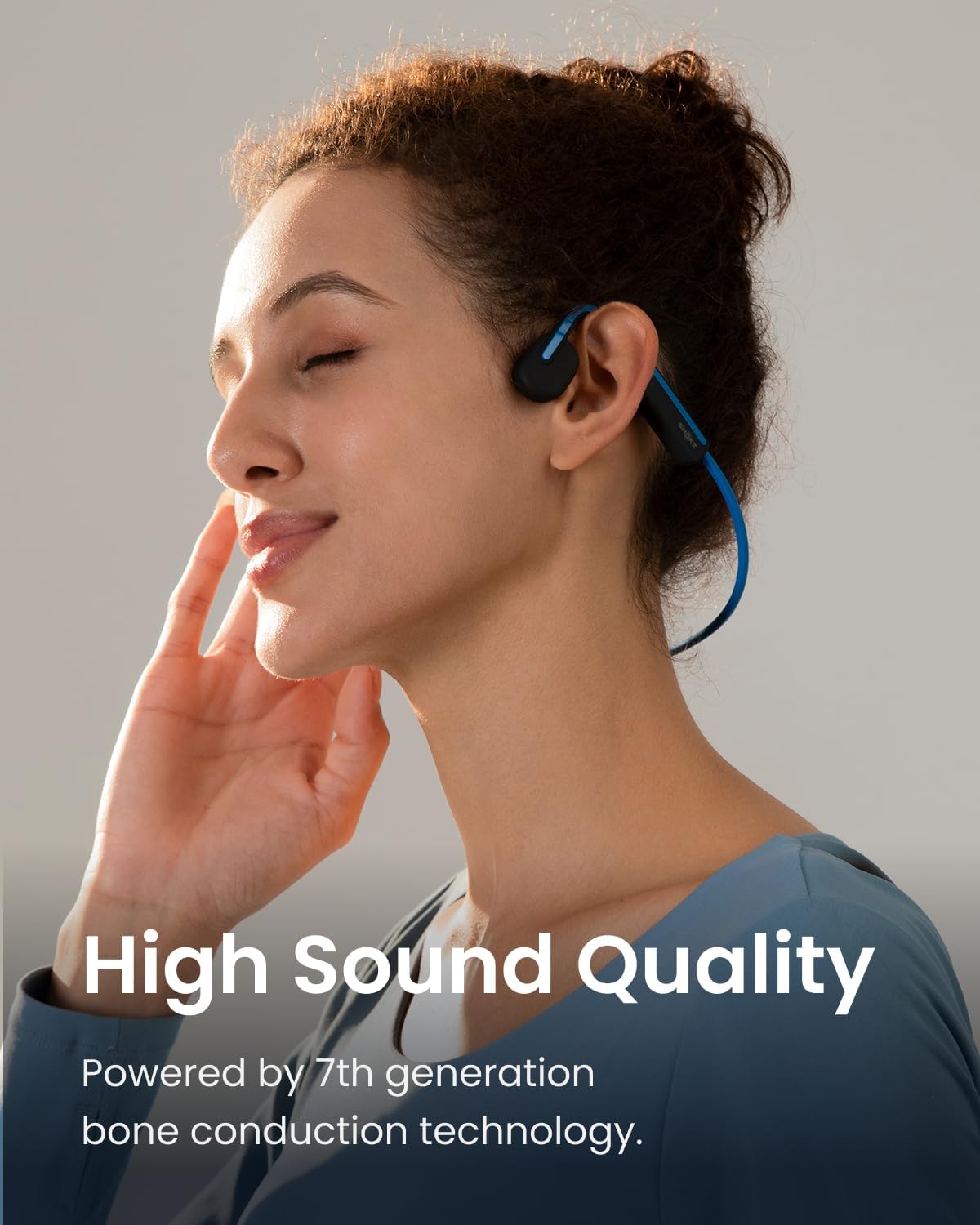 SHOKZ OpenMove Wireless Headphones, Bluetooth Bone Conduction Sports Headset with Mic, 6 Hour Playtime & IP55 Waterproof for Running Workout Cycling (Blue)