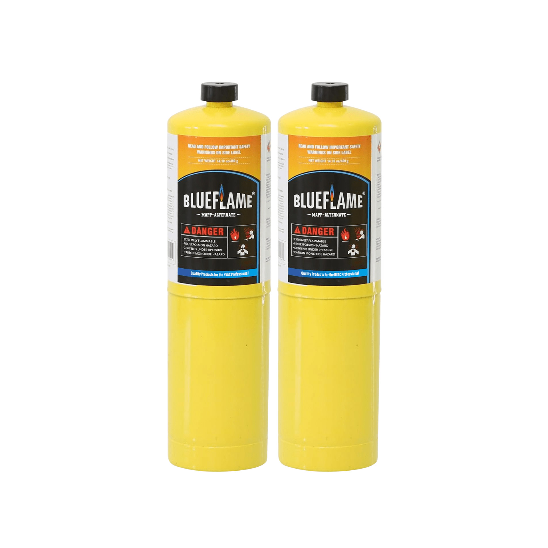 BlueFlame MAPP ALTERNATE Cylinder Pack of 2 – 99.9% High-Purity Propylene for Superior Heat – Hotter than Standard Propane Tanks – Ideal for Welding, Brazing, Soldering, and Modern Cuisines 14.1 oz