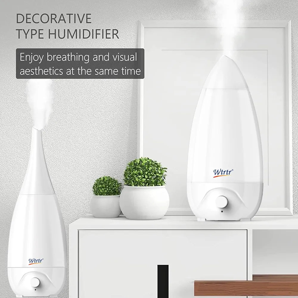 2.6L Cool Mist Humidifiers for Bedroom, Vase Design 2 Nozzle, Essential Oil Air Diffuser,Plant Humidifier Desktop Modern Room Decoration Man Woman Gift (White)