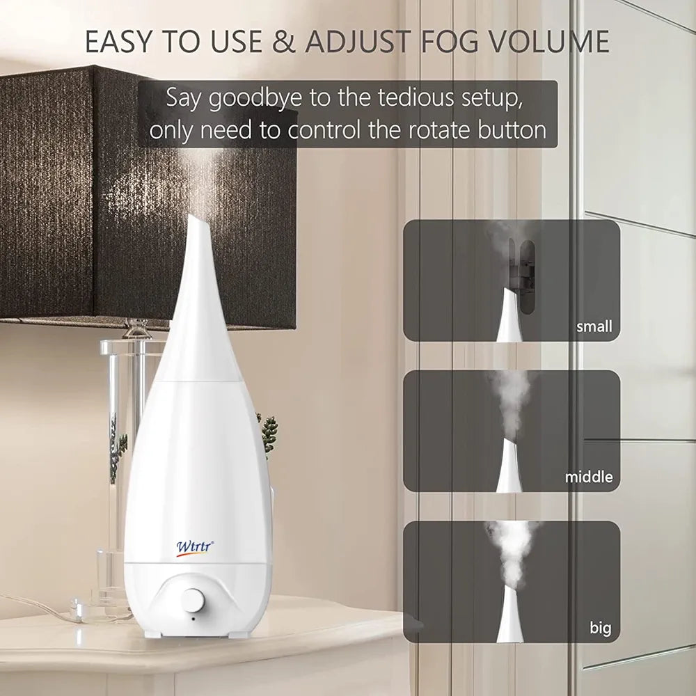 2.6L Cool Mist Humidifiers for Bedroom, Vase Design 2 Nozzle, Essential Oil Air Diffuser,Plant Humidifier Desktop Modern Room Decoration Man Woman Gift (White)