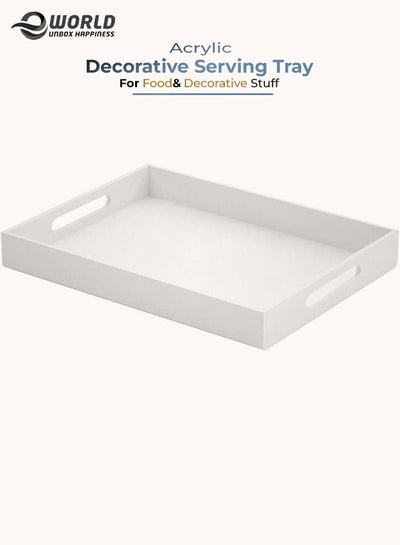 Acrylic Decorative Serving Tray for Coffee Tea and Household Items with Handle - EMALL