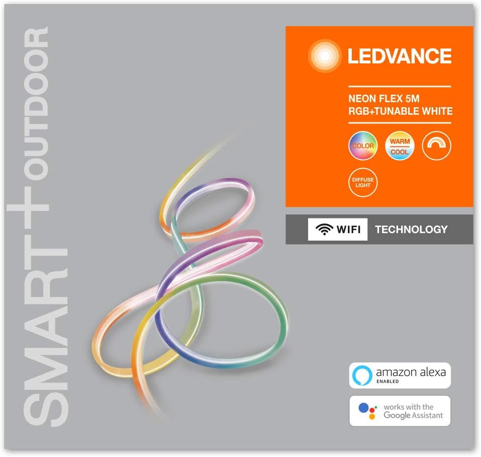 LEDVANCE Smart LED Ambiance Lightstrip with WiFi Technology for Outside (with EU-Plug) 5 Meter IP44 Flexible and Bendable Light Color Changeable(2700-6500K) RGB Colors Changeable IP44 SMART+ BT