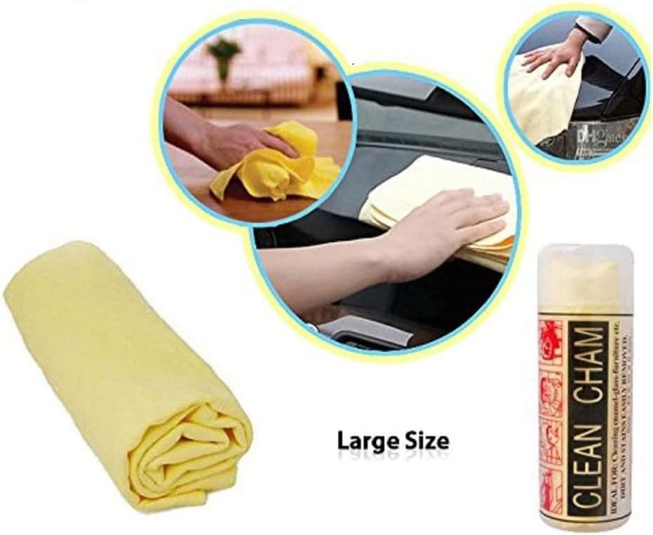 Clean Cham Liquid Absorbing Chamois Microfiber Cloth for Car Bike Cleaning Microfiber Cloth Big 3 Piece 66 CM x 43 CM