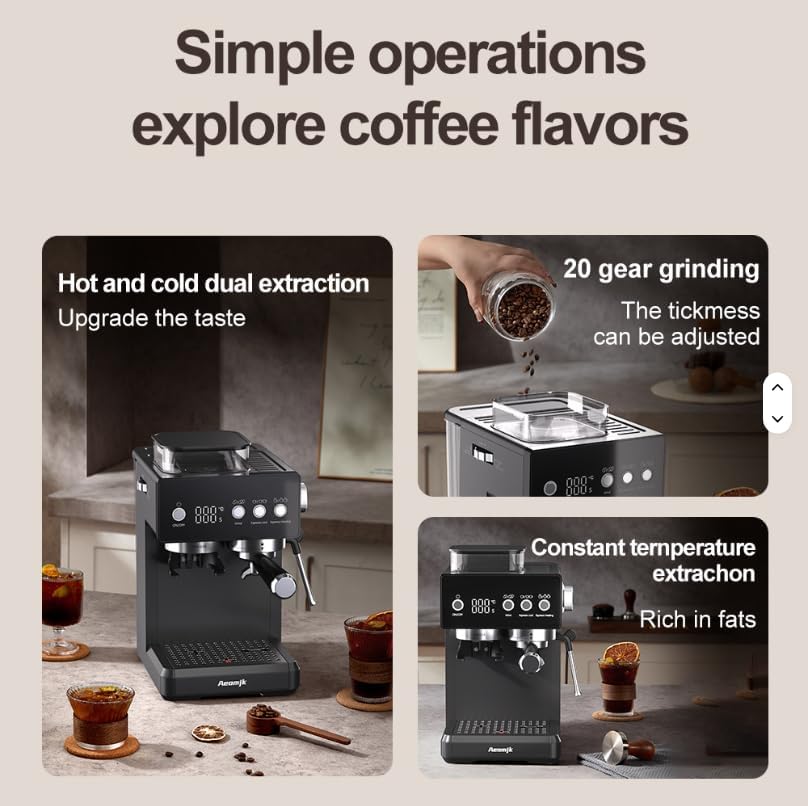 Espresso Machine Coffee, Built-in Coffee Grinder,Commercial...