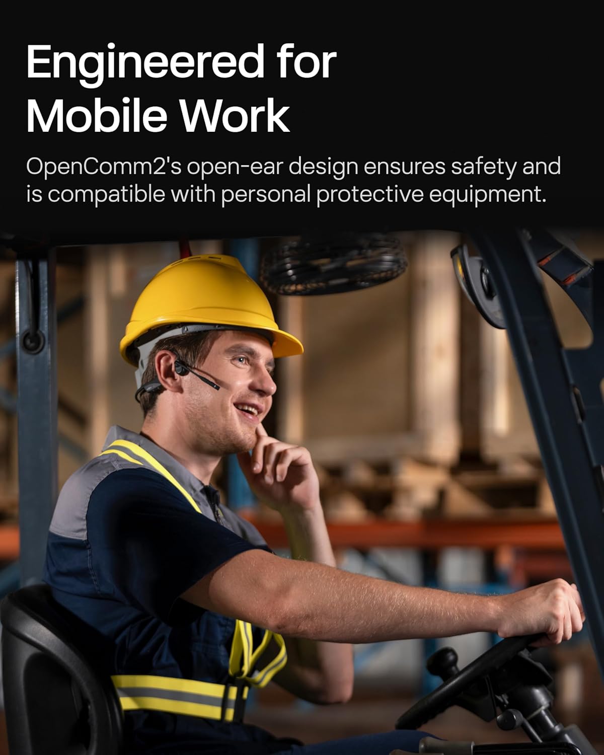 SHOKZ OpenComm2 2025 Upgrade Bone Conduction Headset, Open-Ear Bluetooth Headphones with Noise Cancelling Mic, Wireless Earphones for Work, Call, Meeting, Driving, 16H Talktime