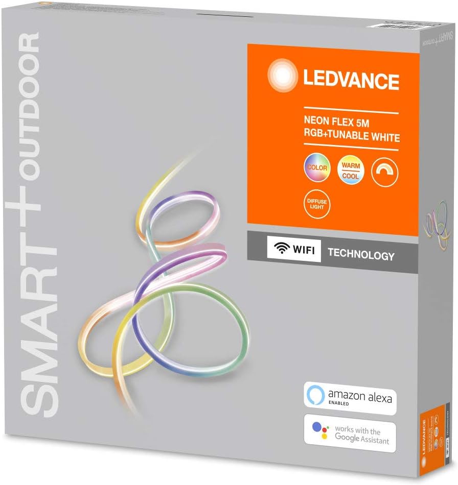 LEDVANCE Smart LED Ambiance Lightstrip with WiFi Technology for Outside (with EU-Plug) 5 Meter IP44 Flexible and Bendable Light Color Changeable(2700-6500K) RGB Colors Changeable IP44 SMART+ BT