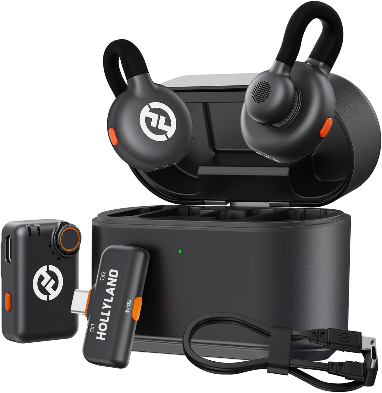 Hollyland Lark M2S Ultimate Combo (Camera RX+Lightning RX+Type-C RX) Wireless Lavalier Microphone for iPhone/Camera/Android/PC, Compact Mic, Titanium Clip, Noise Cancelling, Vlog