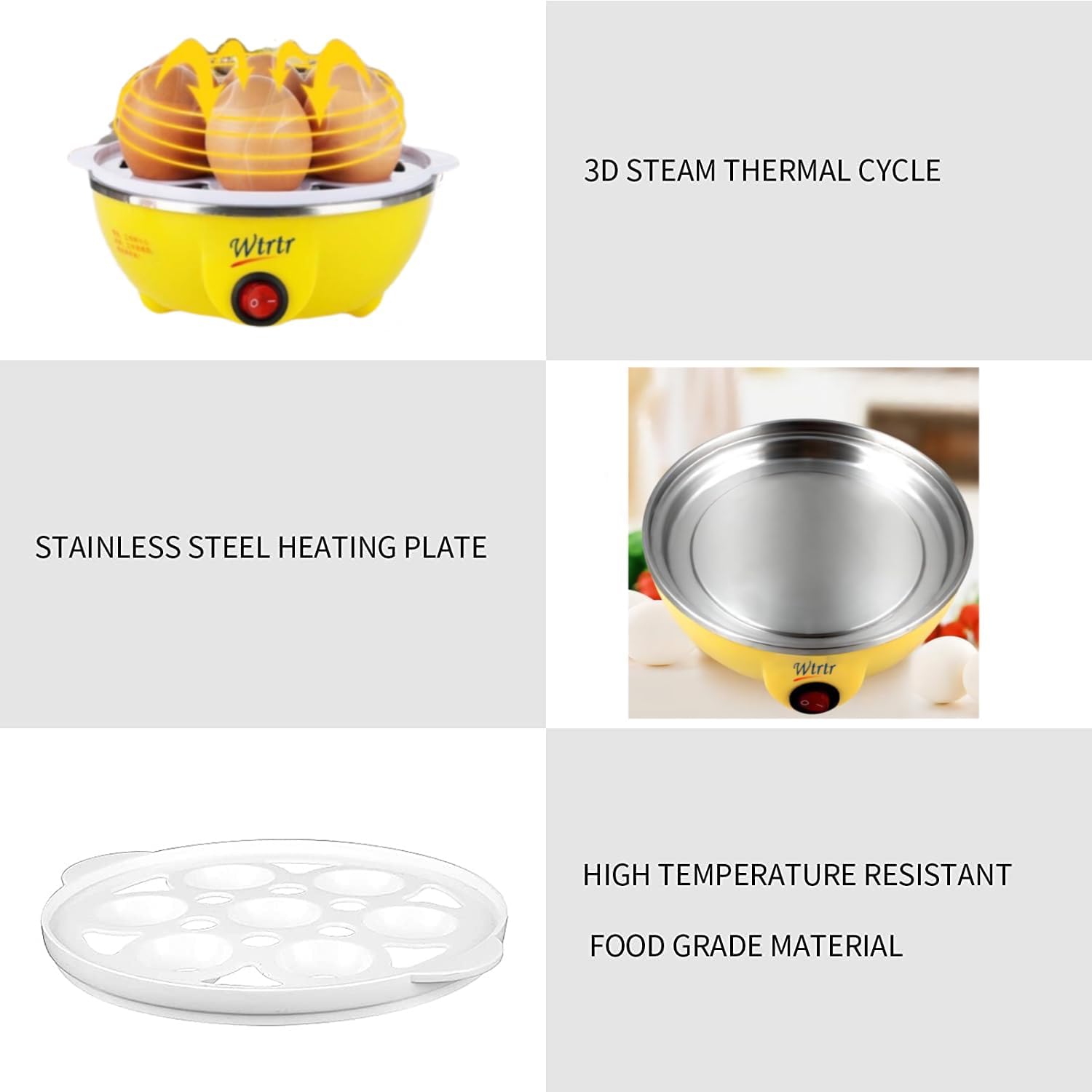 Egg Cooker,Multifunctional Egg Boiler Electric, Egg Steamer Maker, Egg Cooker Rapid with Auto Shut Off Feature Judith.WTR-602 (White)