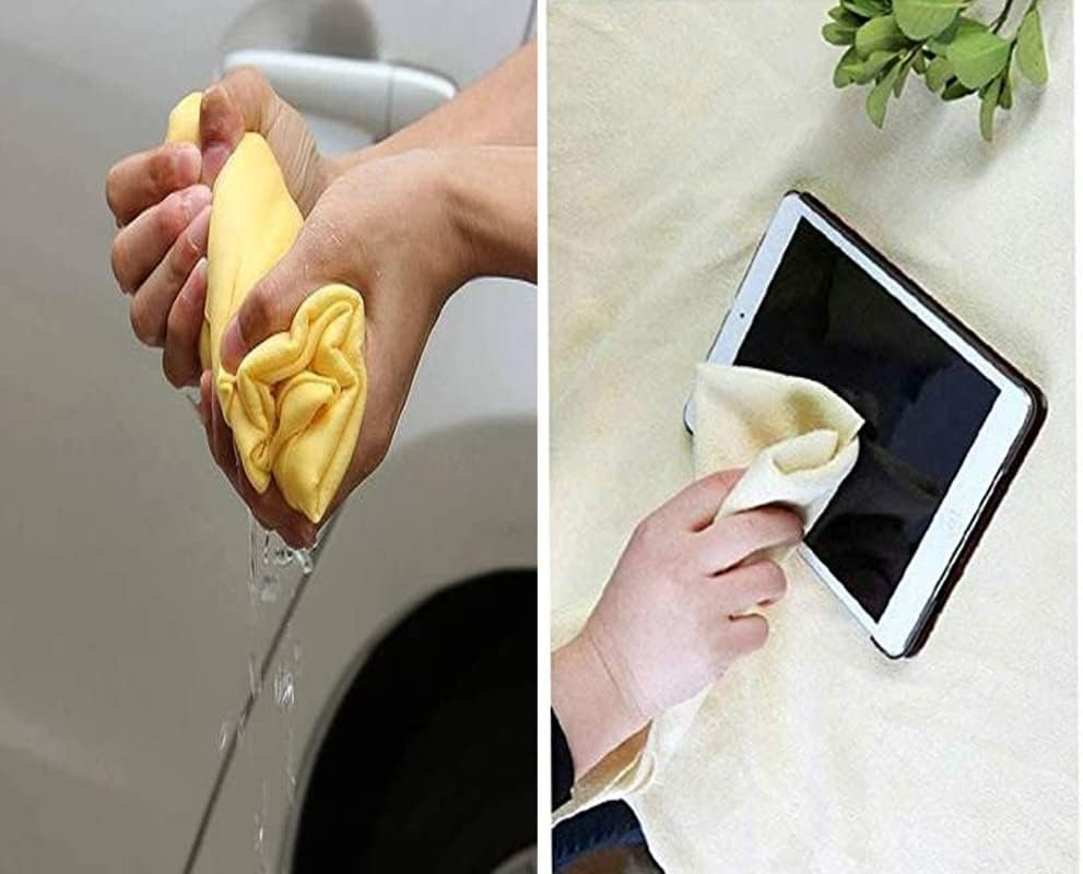 Clean Cham Liquid Absorbing Chamois Microfiber Cloth for Car Bike Cleaning Microfiber Cloth Big 3 Piece 66 CM x 43 CM