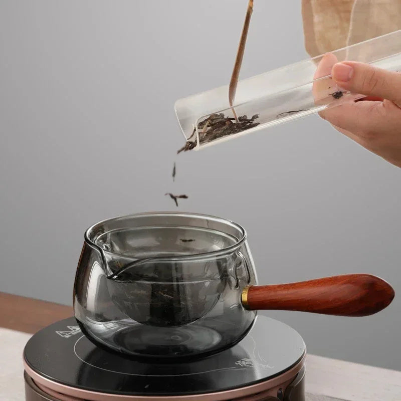 Semi-automatic Rotary Heat-resistant Glass Teapot Lazy Tea Making With Infuser And Wooden Handle Office Home Accessories Kitchen Gadgets - EMALL