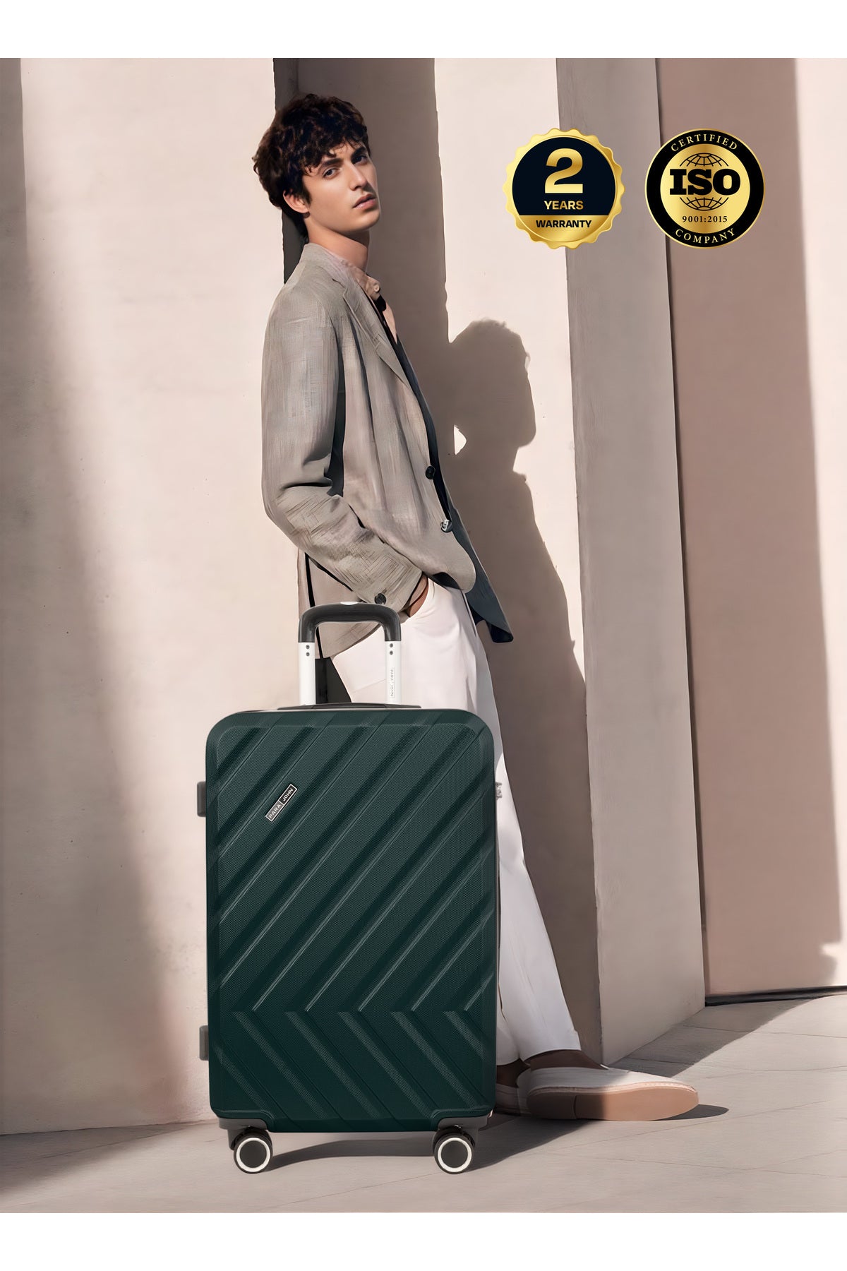 Lynx 3-Pc ABS Luggage Set – Small 10kg, Medium 20kg, Large 30kg, Lock & 4-Wheel Spinner, Army Green