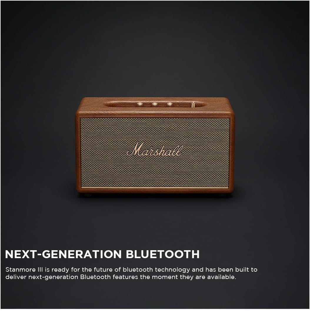 Marshall Stanmore III 50W Premium Home Wireless Speaker with Bluetooth 5.2 and Multiple Inputs - Enjoy Signature Marshall Sound (Brown)