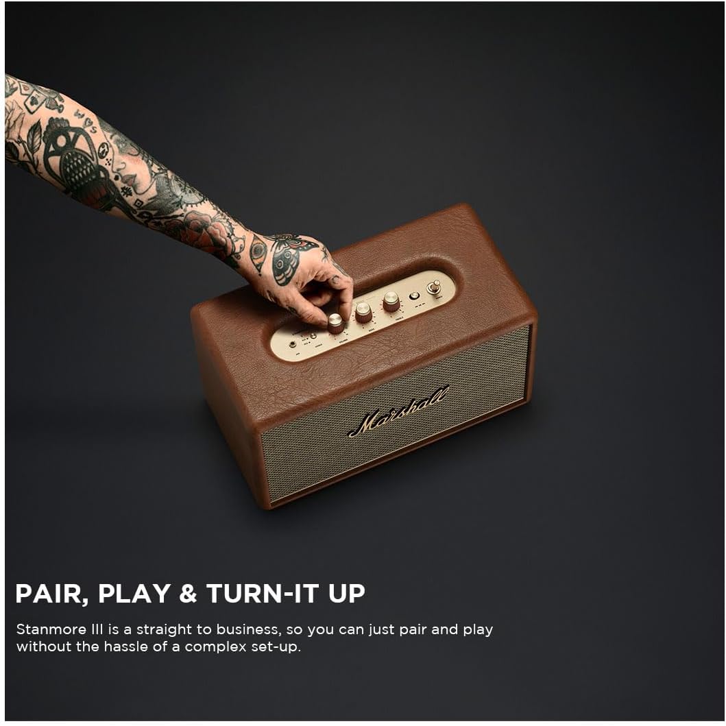 Marshall Stanmore III 50W Premium Home Wireless Speaker with Bluetooth 5.2 and Multiple Inputs - Enjoy Signature Marshall Sound (Brown)