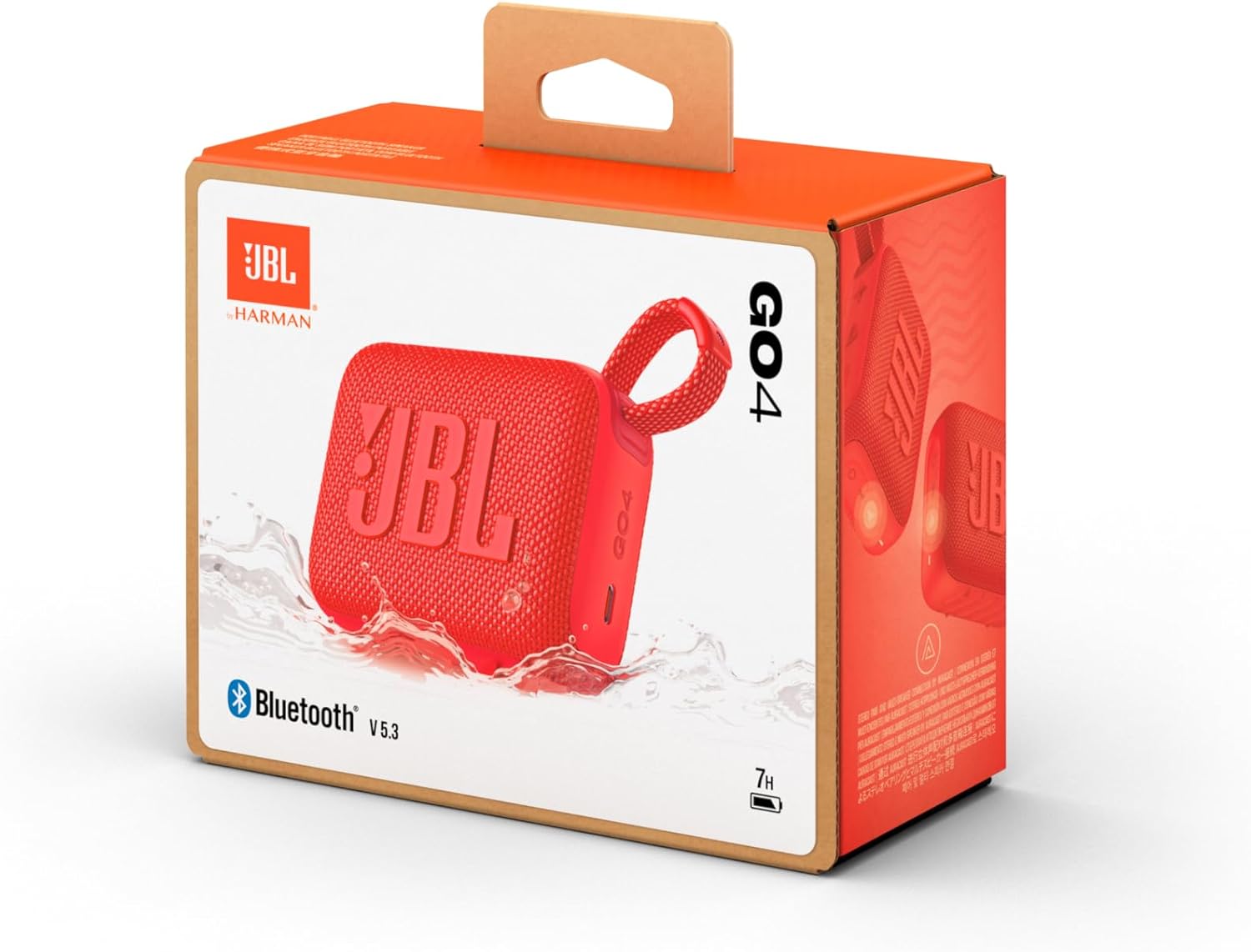JBL GO4 Bluetooth Speaker, USB C Charging, IP67 Dustproof, Waterproof, App Compatible, Passive Radiator Included, Portable, Red, JBLGO4RED