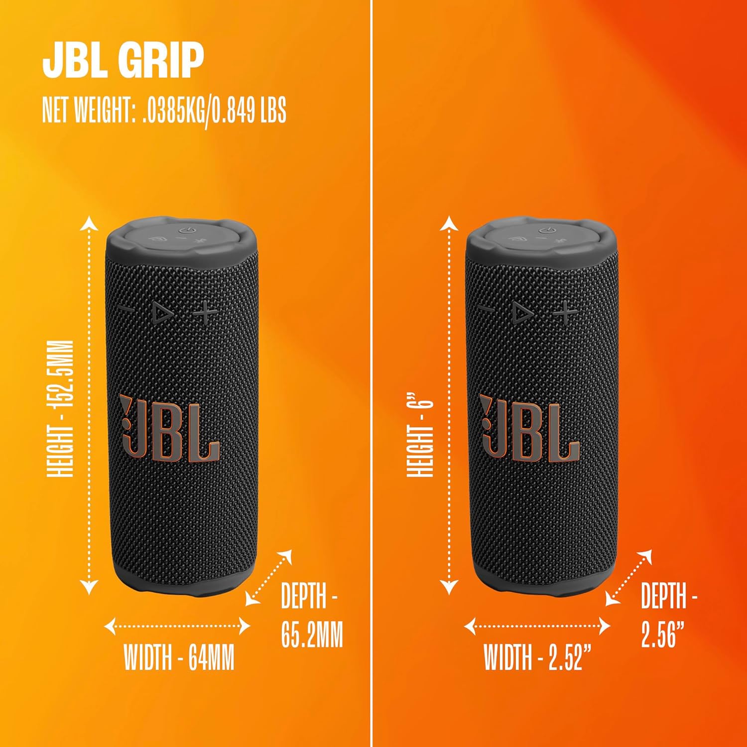 JBL Grip - Compact Bluetooth Speaker with Bold JBL Pro Sound and Ambient Light, up to 14 Hours of Playtime, Water, Dust and Drop-Proof (IP68), & Multi-Speaker Connection with Auracast™ (Red)