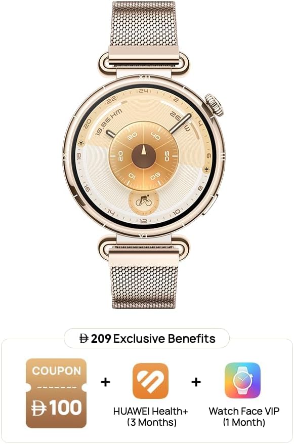 HUAWEI WATCH GT 6 Smart Watch, 41mm, upto 21 days battery life, GPS Smart Watches with 100+ Sports Mode, Cycling, iOS & Android Compatible, Emotional Wellbeing, Health Monitoring, Gold