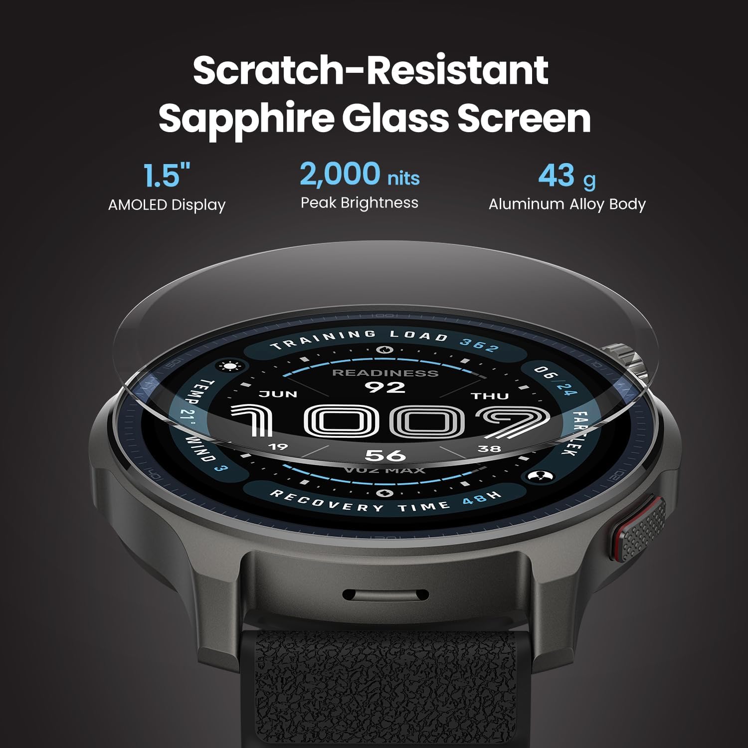 Amazfit Balance 2 Smart Watch 47mm AMOLED Sapphire Glass Display, Offline Maps, Dual Band GPS, 21 Days Battery, 170+ Sport Modes, Hyrox & Golf Mode, Heart Rate & Sleep Tracker for Android & iPhone