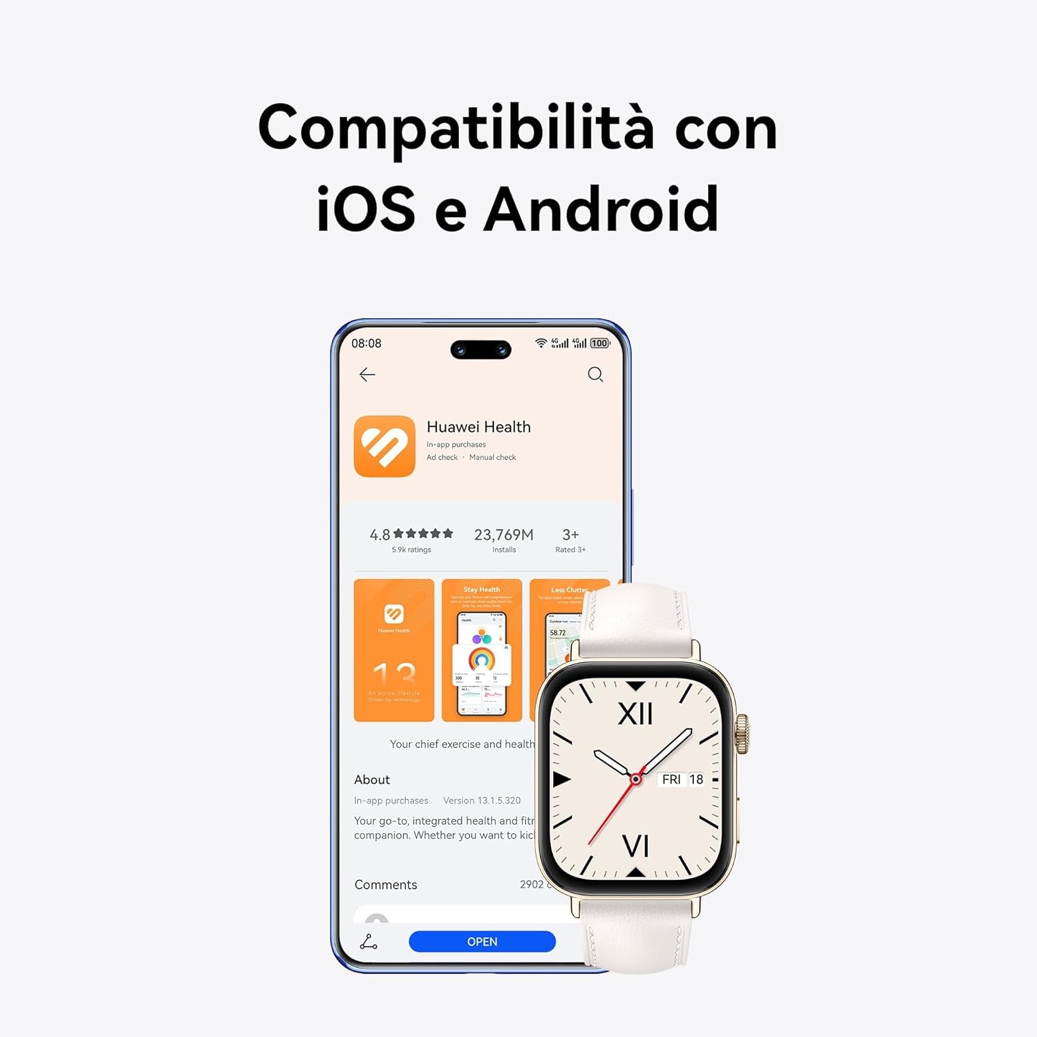 HUAWEI Watch FIT 3, Bluetooth Calls, GPS, Smartwatch, Aluminium Case, iOS & Android, 1.82 Inch AMOLED Display, Up to 10 Days Battery Life, Comprehensive Health & Fitness Management, Pink
