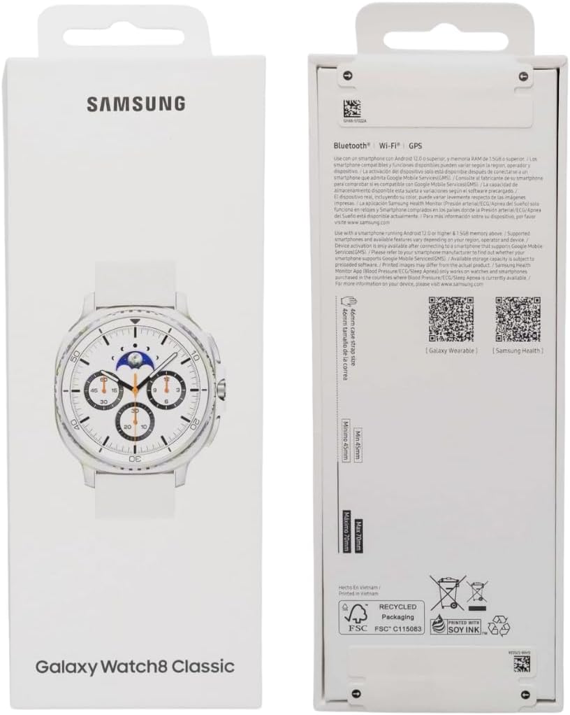 SAMSUNG Galaxy Watch 8 Classic | 46mm, Rotating Bezel | AI Smartwatch w/ 1.34" AMOLED, Wear OS 6, Wi-Fi, Bluetooth, GPS Fitness Tracker, IP68, MIL-STD-810H | International Model L500 | w/Fast Charger,
