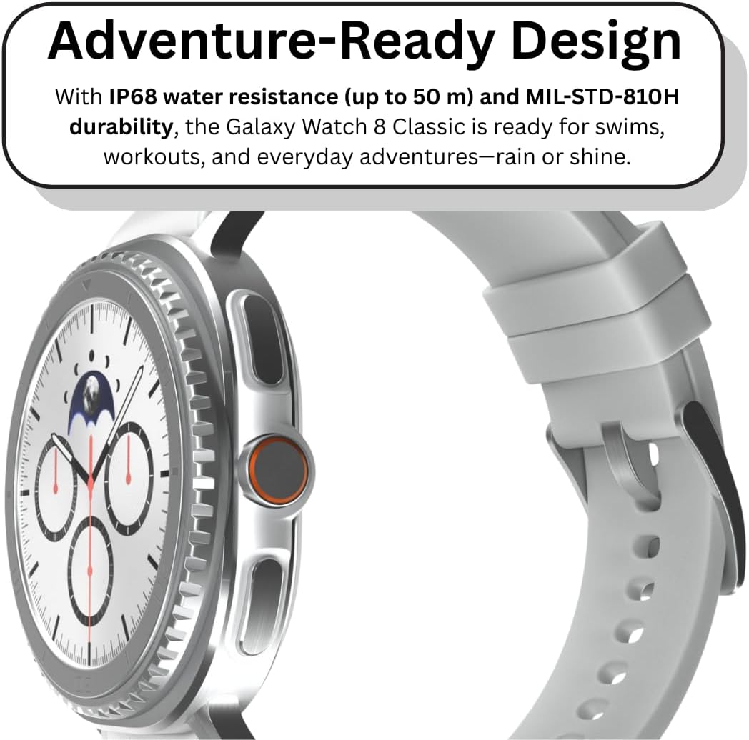 SAMSUNG Galaxy Watch 8 Classic | 46mm, Rotating Bezel | AI Smartwatch w/ 1.34" AMOLED, Wear OS 6, Wi-Fi, Bluetooth, GPS Fitness Tracker, IP68, MIL-STD-810H | International Model L500 | w/Fast Charger,