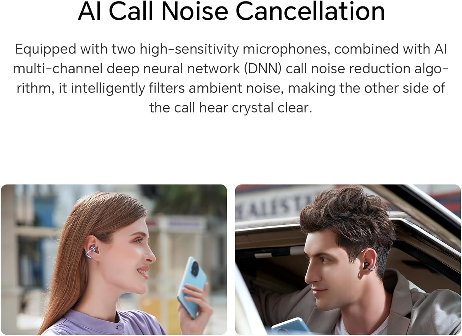 HONOR Choice Earbuds Clip, 36 Hours Bluetooth Headphones, Noise Cancelling Open-Ear Headphones, Bluetooth 5.3 Headset with Microphone, IP54 Wireless Earphones, Black