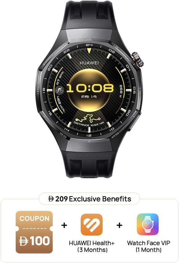 HUAWEI WATCH GT 6 Pro Smart Watch, 46mm, upto 21 days battery life, GPS Smart Watches with 100+ Sports Mode, Cycling, iOS & Android Compatible, ECG Analysis, Health Monitoring, Black