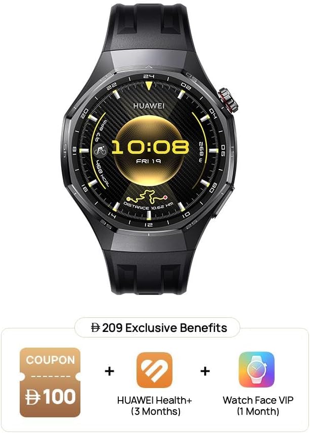 HUAWEI WATCH GT 6 Pro Smart Watch, 46mm, upto 21 days battery life, GPS Smart Watches with 100+ Sports Mode, Cycling, iOS & Android Compatible, ECG Analysis, Health Monitoring, Black