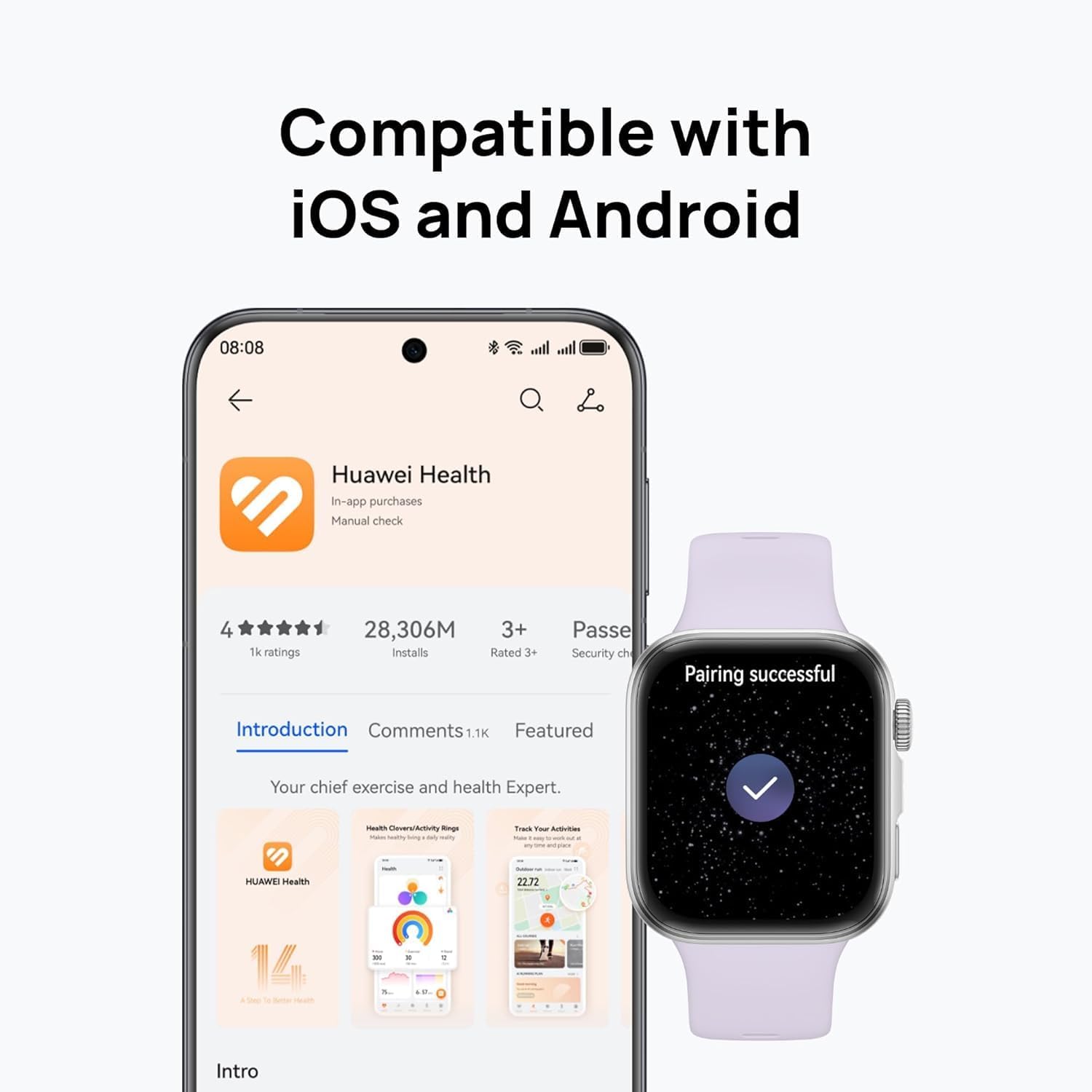 HUAWEI WATCH FIT4 Smart Watch, 1.82” Display, 100+ Sports modes, Fitness and Sleep Tracker, Heart Rate Monitor, Emotional Wellbeing Assistant, up to 10-Day Battery Life, iOS & Android, Black